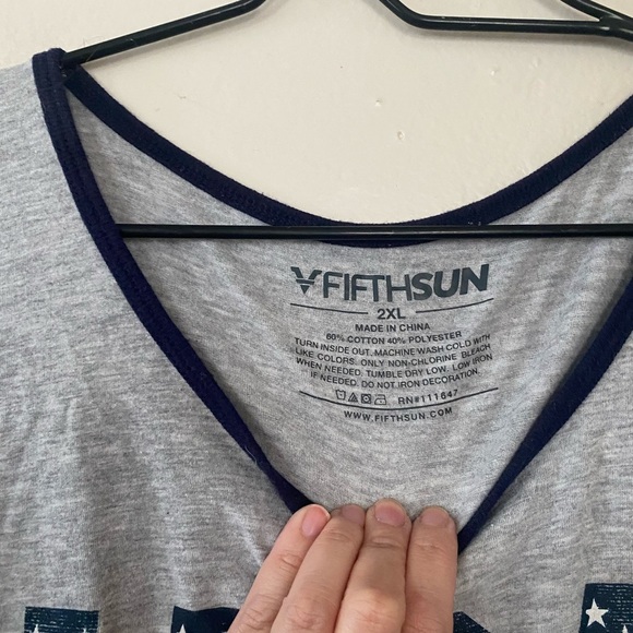 Fifth Sun Men’s Gray USA All Day Tank Top Size 2XL Fourth of July Shirt - Picture 3 of 6